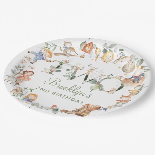 Chique groen kinderkamer rijm 2e verjaardag neutra papieren bordje (Gekanteld)