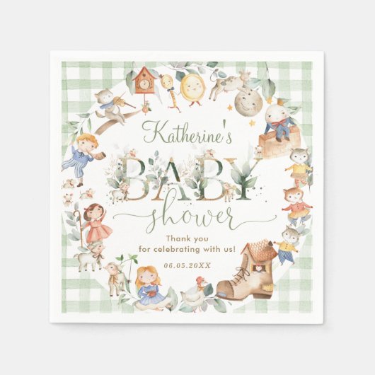 Chique groen kinderkamer rijm neutraal Baby shower Servet (Voorkant)