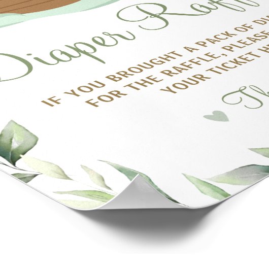 Chique groen Noah's Ark Baby shower Luier Raffle Poster (Hoek)