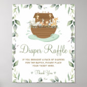 Chique groen Noah's Ark Baby shower Luier Raffle Poster (Voorkant)