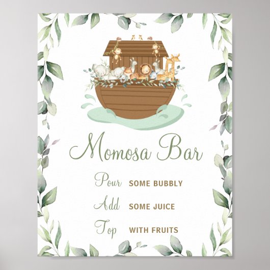 Chique groen Noah's Ark Baby shower Momosa Bar Poster (Voorkant)