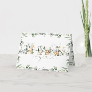 Chique groen Oerwoud Dieren Baby shower Verjaardag Bedankkaart