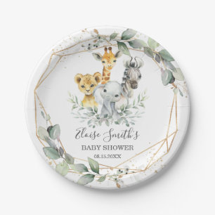 Chique groen Oerwoud Dieren Baby shower Verjaardag Papieren Bordje