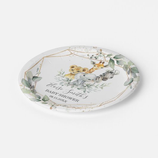 Chique groen Oerwoud Dieren Baby shower Verjaardag Papieren Bordje (Gekanteld)