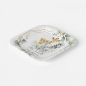 Chique groen Oerwoud Dieren Baby shower Verjaardag Papieren Bordje (Gebogen)