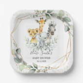 Chique groen Oerwoud Dieren Baby shower Verjaardag Papieren Bordje (Voorkant)