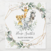Chique groen Oerwoud Dieren Baby shower Verjaardag Wijn Etiket (Enkel label)
