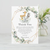 Chique groen Oerwoud Dieren Neutraal Baby shower Bedankkaart (Staand voorkant)