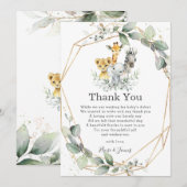 Chique groen Oerwoud Dieren Neutraal Baby shower Bedankkaart (Voorkant / Achterkant)