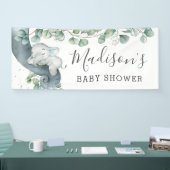 Chique groen olifant Baby shower jongen welkom Spandoek (Beurs)