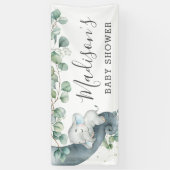 Chique groen olifant Baby shower jongen welkom Spandoek (Verticaal)