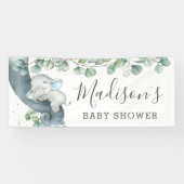 Chique groen olifant Baby shower jongen welkom Spandoek (Horizontaal)
