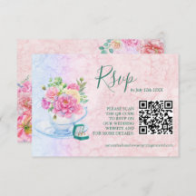 Chique Groen & Roze Waterverf Bloemen QR Code