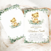 Chique groen Schattige leeuw cub boy Baby shower Kaart