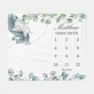 Chique groen slapen olifant Maandelijkse mijlpaal Fleece Deken