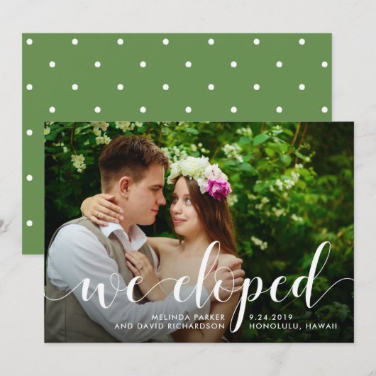 Chique groen | We zijn weggelopen foto-aankondigin Aankondiging (Voorkant / Achterkant)