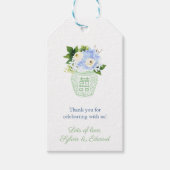 Chique Groen Wit Bloemen Genderneutraal Baby showe Cadeaulabel (Voorkant)