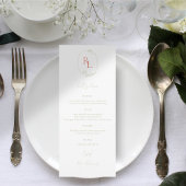 Chique Groen & Wit Bloemen Monogram Bruiloft Menu