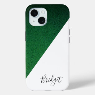 Chique groen & wit geometrisch modern iPhone 15 case