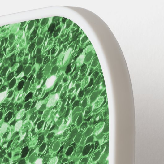 Chique Groen Wit Glitterij Sparkles Modern Monogra Pickleball Paddle (Links Detail)