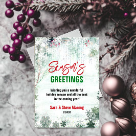 Chique groen wit woudland winter kerstfeest feestdagenkaart