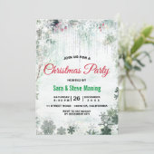 Chique groen wit woudland winter kerstfeest kaart (Staand voorkant)