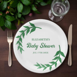 Chique Groene Baby Shower Papieren Bordje