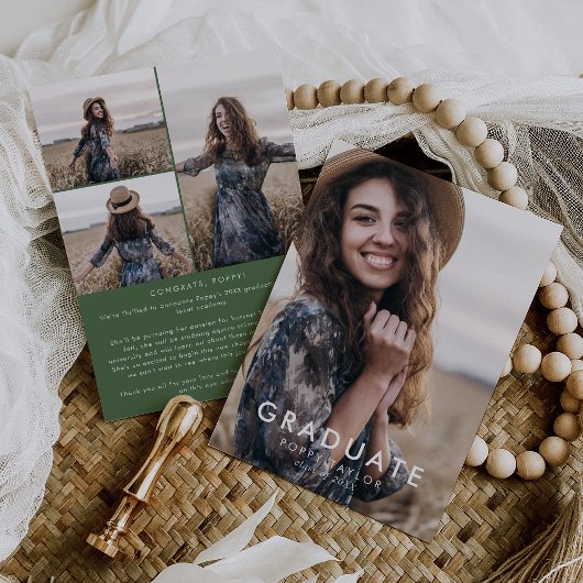 Chique Groene Bericht Fotocollage Afstuderen Aankondiging
