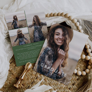 Chique Groene Bericht Fotocollage Afstuderen Aankondiging