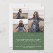 Chique Groene Bericht Fotocollage Afstuderen Aankondiging (Achterkant)