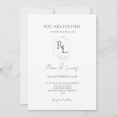 Chique Groene Bloemen Monogram Bruiloft Kaart (Voorkant)