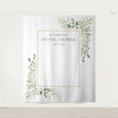 Chique Groene Bruidsfeest Fotobooth Achtergrond Wandkleed (Voorkant)