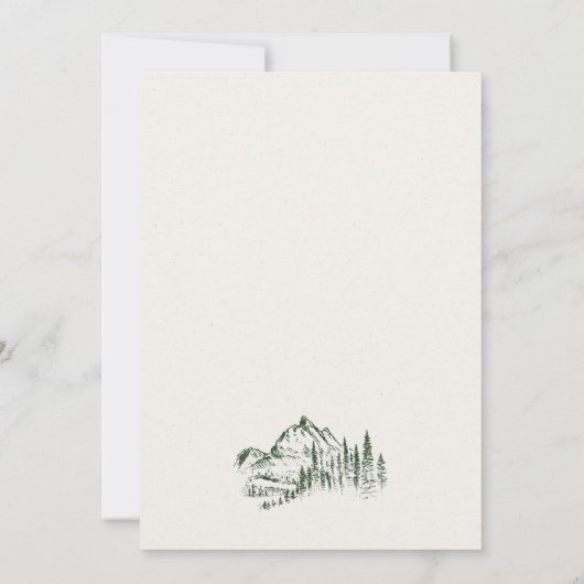 Chique groene dennenberg schets koppels douche kaart (Achterkant)