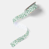 Chique groene ditsy bloemen satijnen lint (Achterkant)