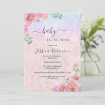 Chique groene en roze waterverf bloem baby shower