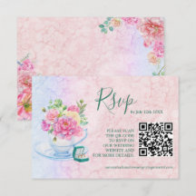 Chique groene en roze waterverf bloemencode QR-cod