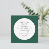 Chique groene en witte monogram save the date (Staand voorkant)
