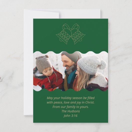 Chique Groene Foto Geloof Kerstvakantie Feestdagenkaart (Voorkant)