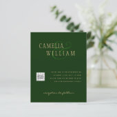 Chique groene foto trouw uitnodiging QR code bewaa (Staand voorkant)