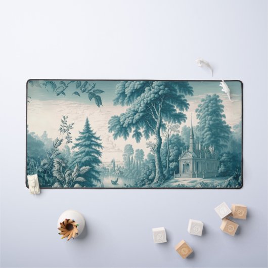  chique groene Franse Toile de Jouy Desk Mat (Kindertafel)