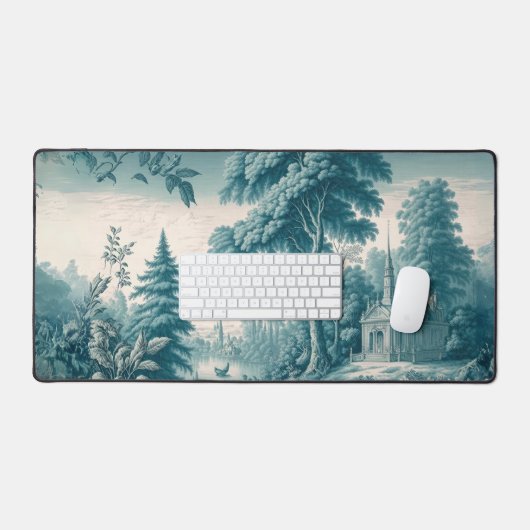 chique groene Franse Toile de Jouy Desk Mat (Keyboard & Muis)