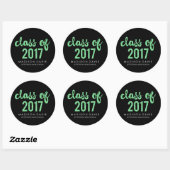 Chique groene glitter | Klasse van 2017 Afstuderen Ronde Sticker (Vel)