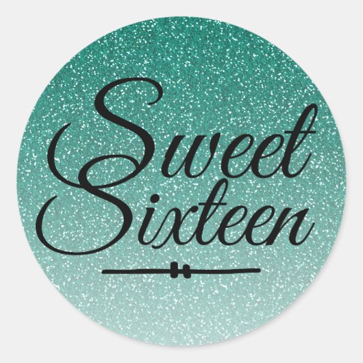 Chique groene glitter ombre Sweet 16 Ronde Sticker (Voorkant)