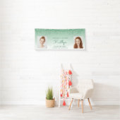 Chique groene glittersluier twee foto afstuderen spandoek (Insitu)