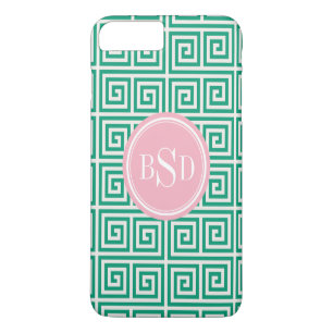 Chique groene Griekse sleutel geometrische patrone iPhone 8/7 Plus Hoesje