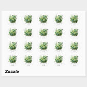 Chique groene hortensia bloemenvlinder bruiloft ronde sticker (Vel)