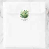 Chique groene hortensia bloemenvlinder bruiloft ronde sticker (Tas)