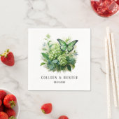 Chique groene hortensia bloemenvlinder bruiloft servet (Insitu)