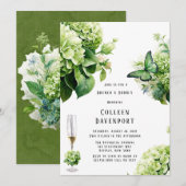 Chique Groene Hydrangea Vlinder Brunch & Bubble Kaart (Voorkant / Achterkant)