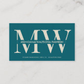Chique groene ivoor monogram lettertype naam visitekaartje (Voorkant)